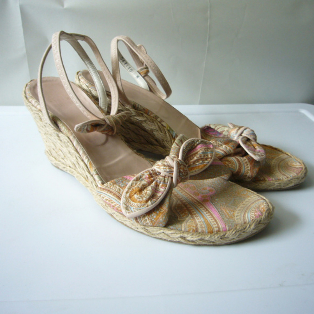 Stuart Weitzman Paisley Print Espadrille Sandal 10 Resort Vacation Beach